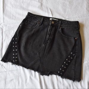 Pacsun Black Denim Skirt with Lace-up Detail